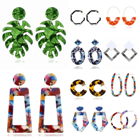 Women Earrings Statement Earrings Geometric Pendant Trend Fashion Jewelry Drop Hanging Dangle Earring Charm Colorful