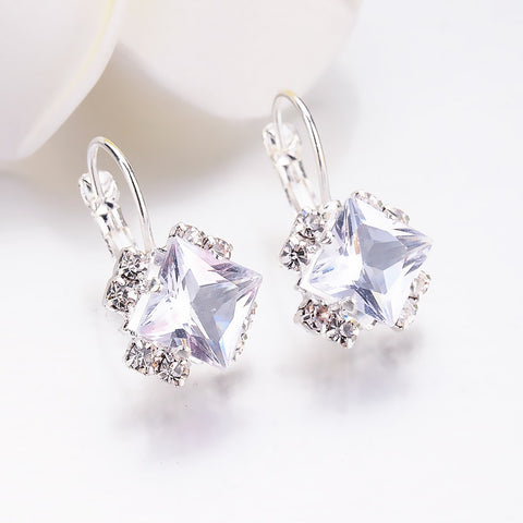 Crystal square earrings women red, blue, etc. 2020 new fashion accessories party banquet jewelry girl gift