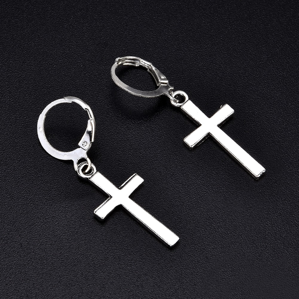 2020 NEW Fashion Men Women Metal Hoop Cross Drop Dangle Ear Studs Earrings Party Punk Earring Jewelry long earrings