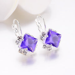 Crystal square earrings women red, blue, etc. 2020 new fashion accessories party banquet jewelry girl gift