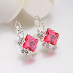 Crystal square earrings women red, blue, etc. 2020 new fashion accessories party banquet jewelry girl gift