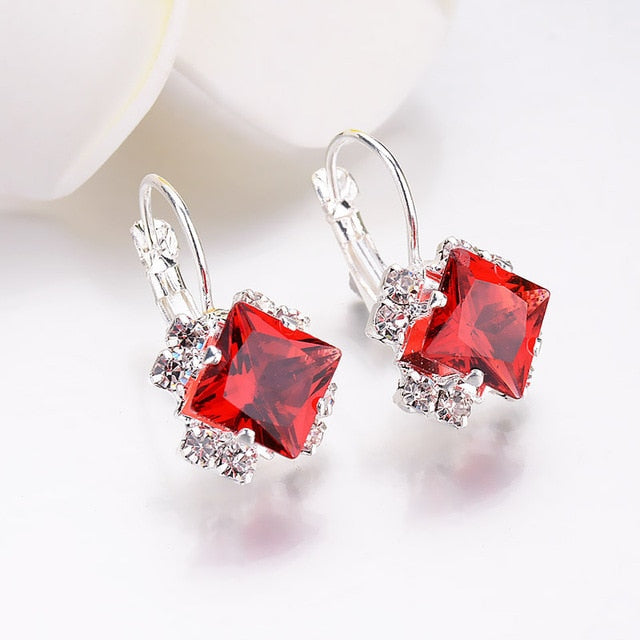 Crystal square earrings women red, blue, etc. 2020 new fashion accessories party banquet jewelry girl gift